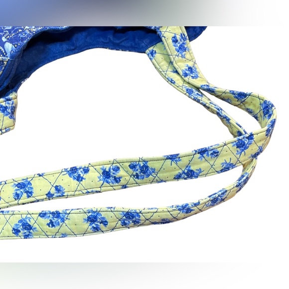 Small Quilted Tote Blue & Yellow Floral 13” x 12” - Picture 5 of 7